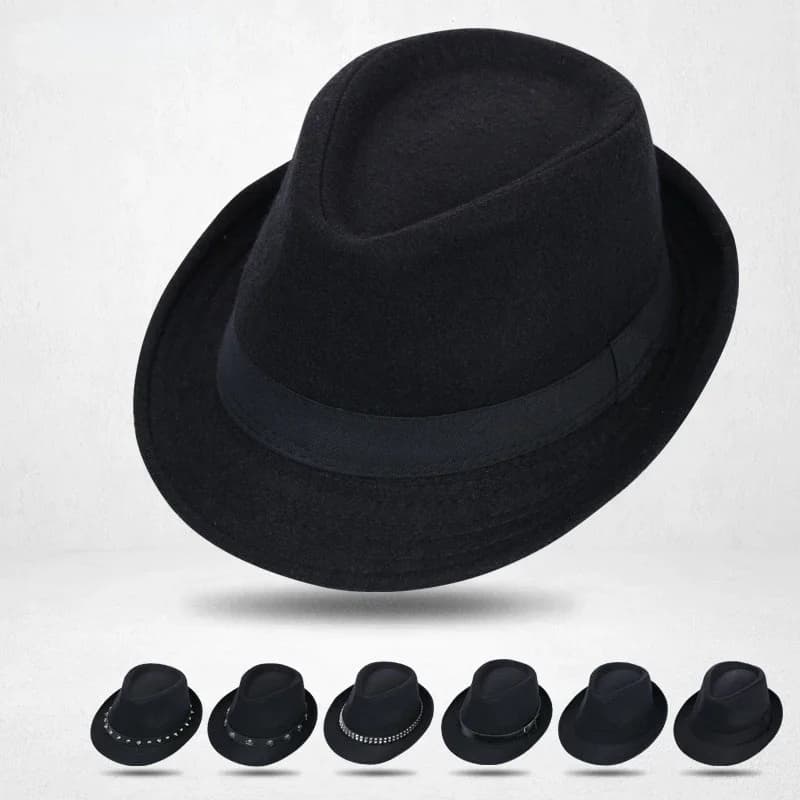 Men's Fashion Fedoras European Gentlemen's Hat Wool Blend Formal Hats Decorative Short Brim Hats Four Seasons Fedoras 2025Summer