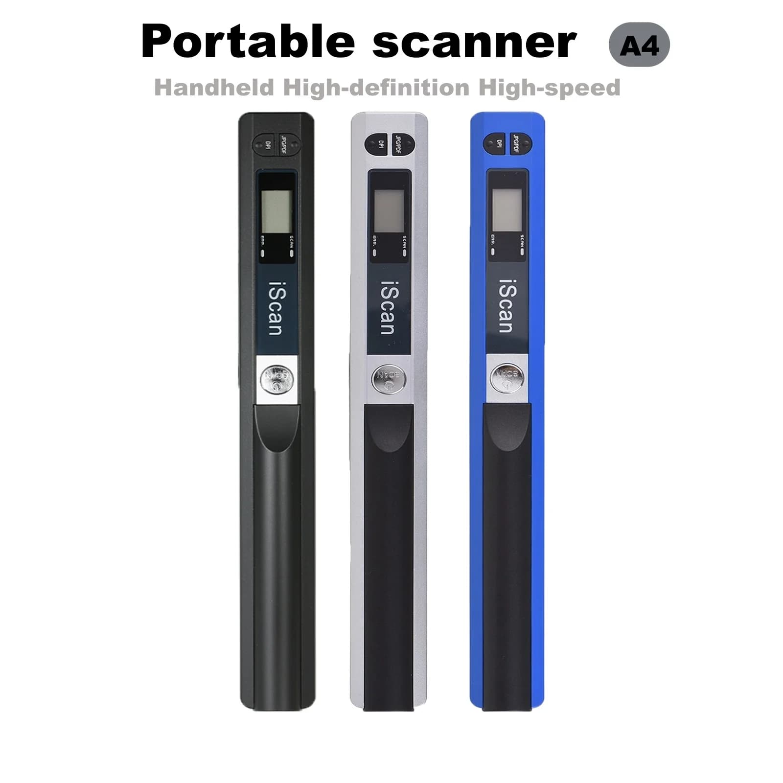 Portable Scanner Mini Handheld Document Scanner A4 Book Scanner JPG and PDF Format 300/600/900 Movement Speed