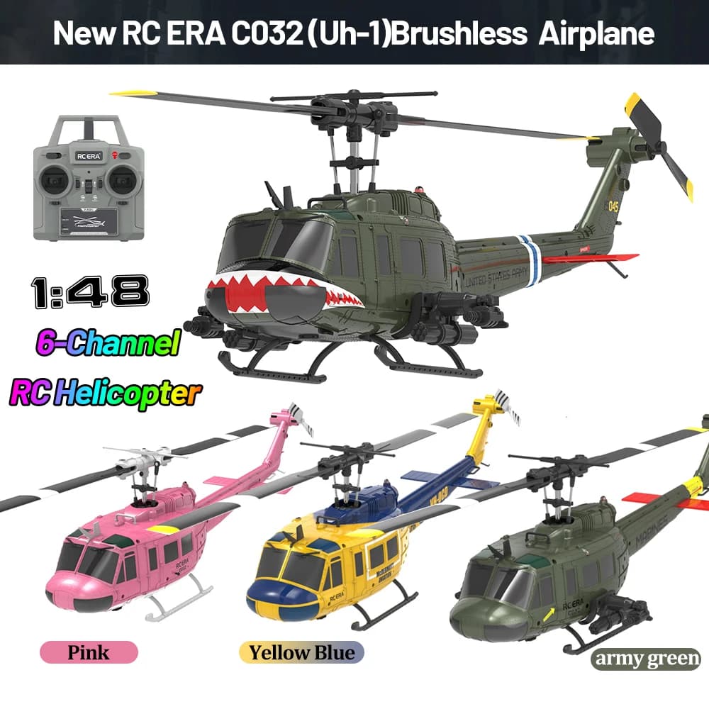 New RC ERA C032 (UH-1) RC Helicopter 6-Channel Brushless Model Airplane Intelligent Positioning Electric Remote-Controlled Toy