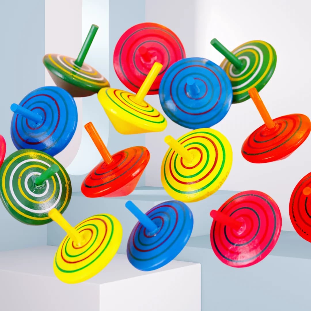 12-36Pcs Fun Wooden Spinning Tops for Children’s Party Gifts, Birthday Carnival Gift Souvenirs, Back-to-school Classroom Rewards