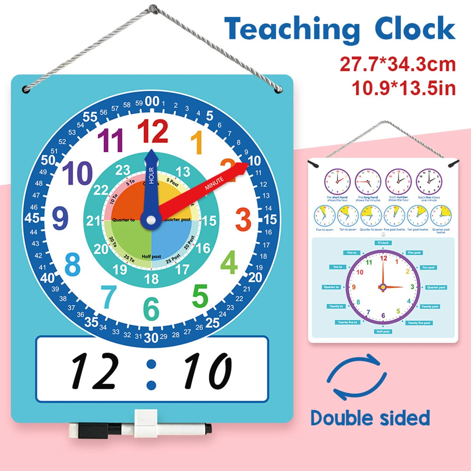 Children's Clock Model Primary School Children's Clock Teaching Aids Teaching Time Cognitive Learning Tools Clear Labels