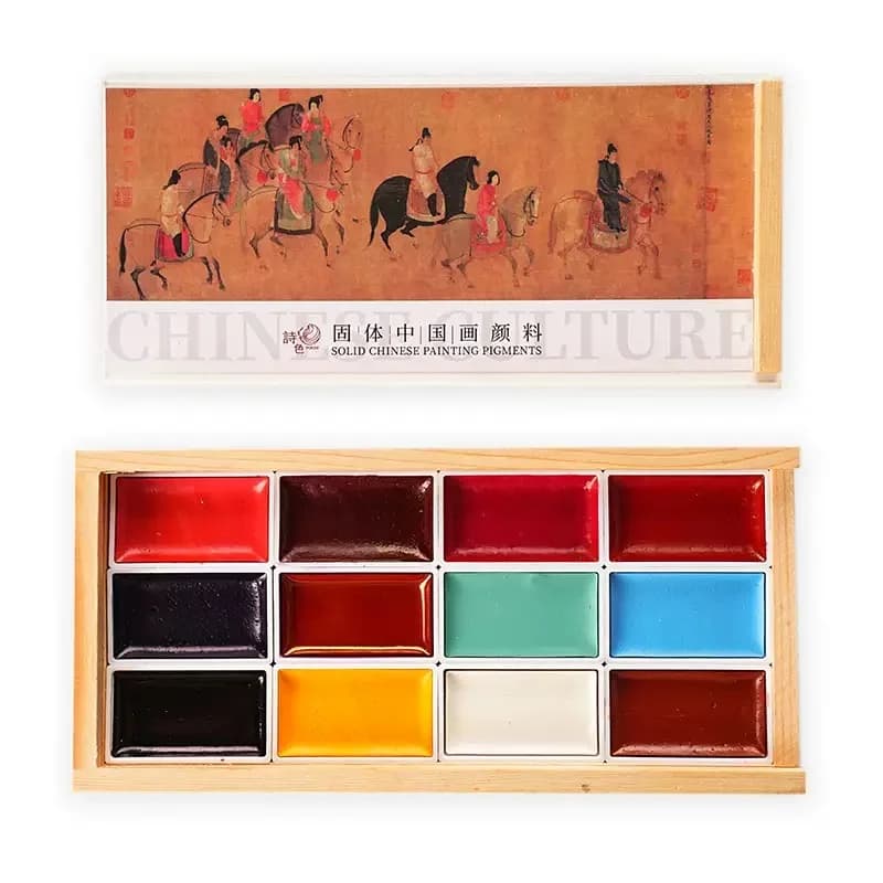 A Professional Paint Set Featuring 24 Solid Pigments for Traditional Chinese Painting, Ideal for Tangka, Calligraphy