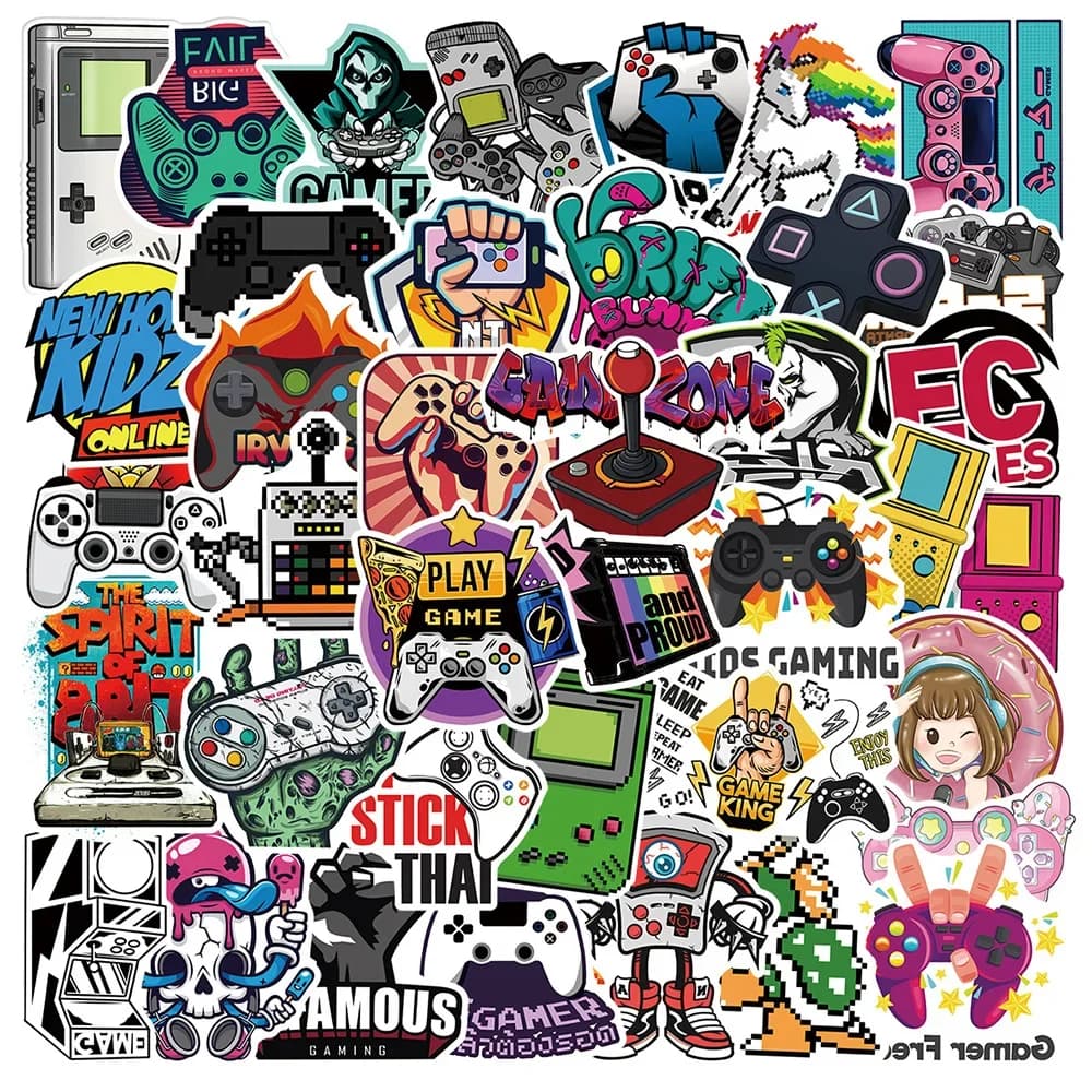 50pcs Cool Vintage Video Game Stickers Decal Skateboard Laptop Phone Bike Car Funny Waterproof Sticker Kids Classic Toys