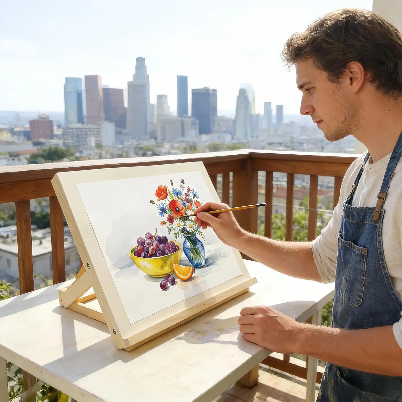 Foldable Desktop Easel for Painting Wooden Adjustable Angle Holder Foldable Painting Easel Tabletop for Adults Beginners Teens