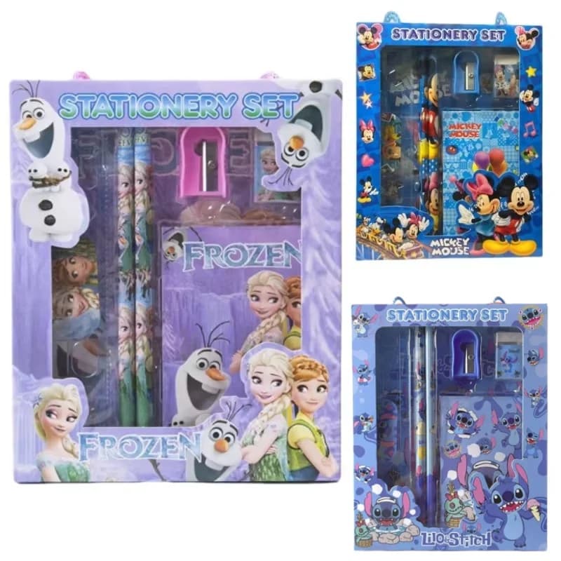 6PCS/Set Anime Cartoon Stationery Set School Gifts With Pencil Pen Sharpener Eraser Notebook Ruler