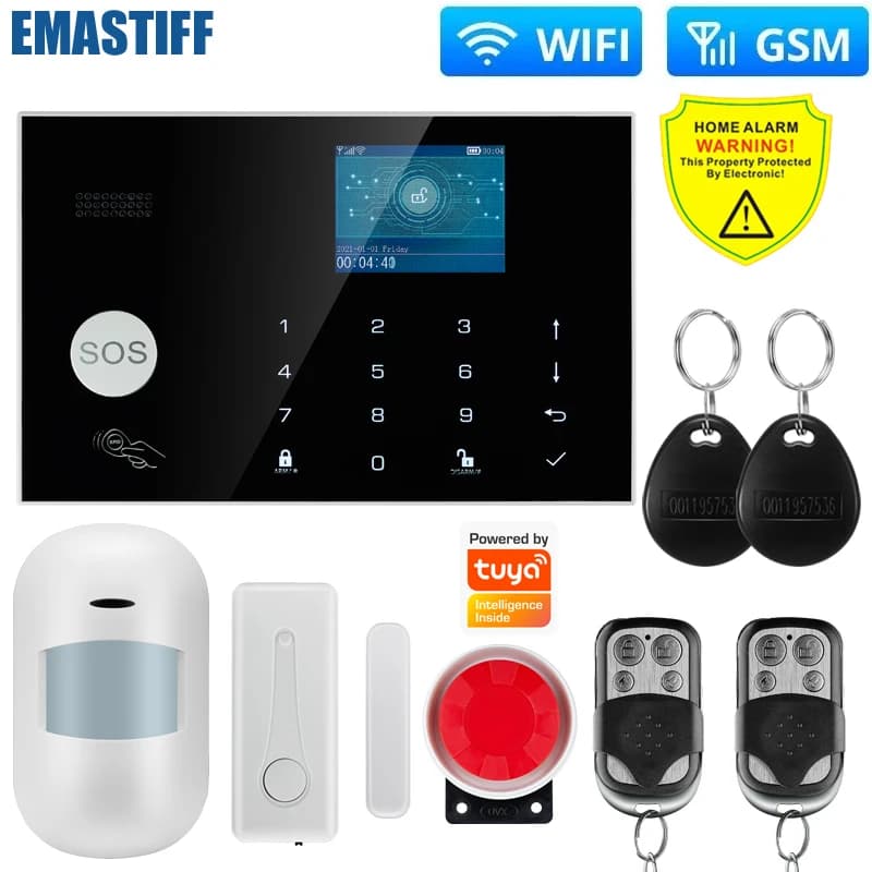 Smart Life Alarm System for Home WIFI GSM Security Alarm Host with 433mhz Door and Motion Sensor,Smoke/Fire Sensor