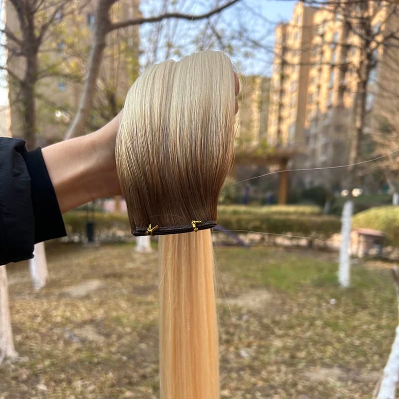 Genius Weft Straight Invisible 50g/pcs Burmese Hair Extensions Ombre Color 14-28inch Remy Hair Bundles For Women Hair Weaves