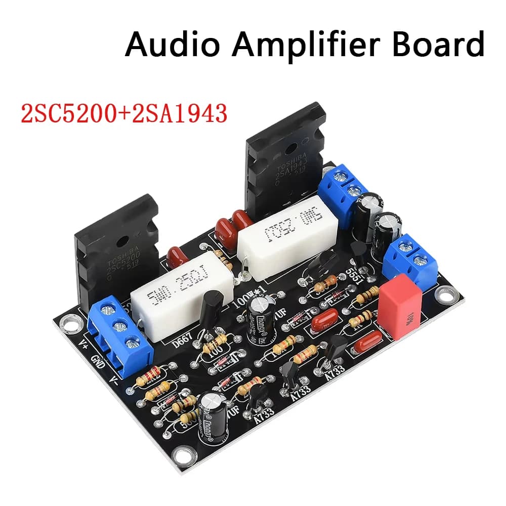 Audio Amplifier Board Module 2SC5200+2SA1943 Tube 100W DC 10V-45V Mono Channel High-Power Audio Amplifier Board Driver Speaker