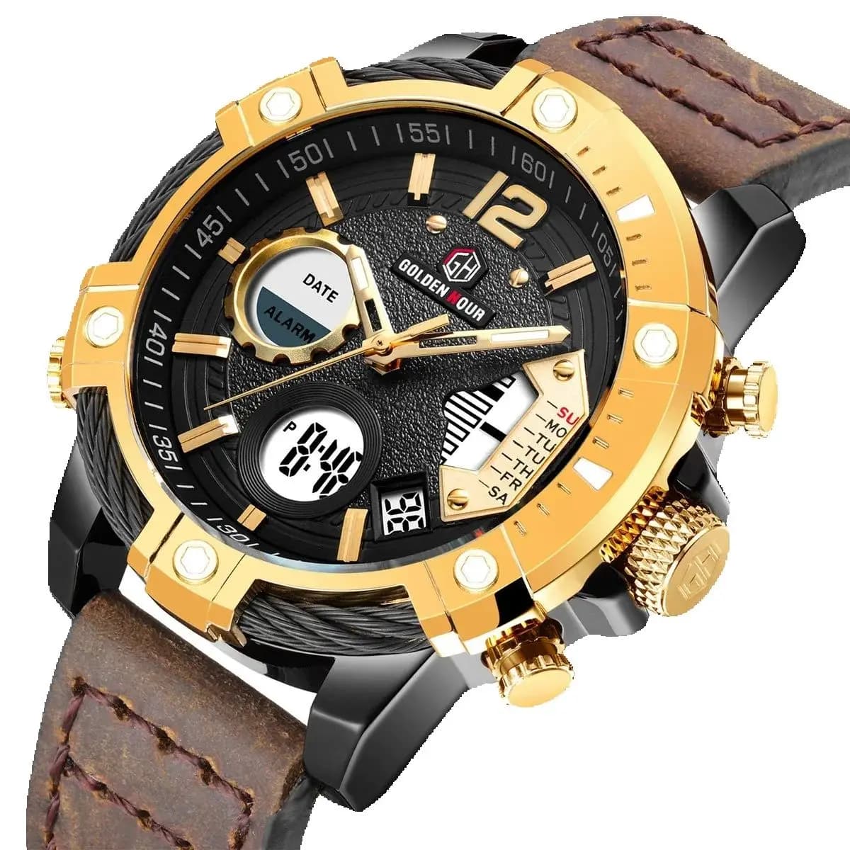 New Fashion Mens Watch Dual Display Military Sports Man Watch Digital LED Luminous Calendar Waterproof Quartz Watches For Men