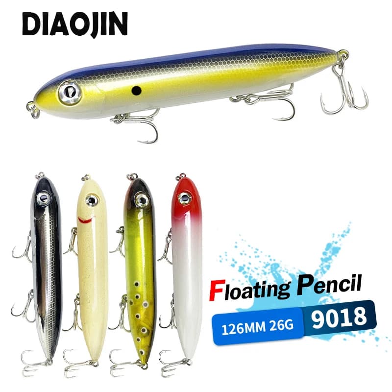 Walking Fishing Lure 126mm 26g Saltwater Super Spook Pencil Lure Walk the Dog Topwater Wobbler With Treble Hooks Fish Baits