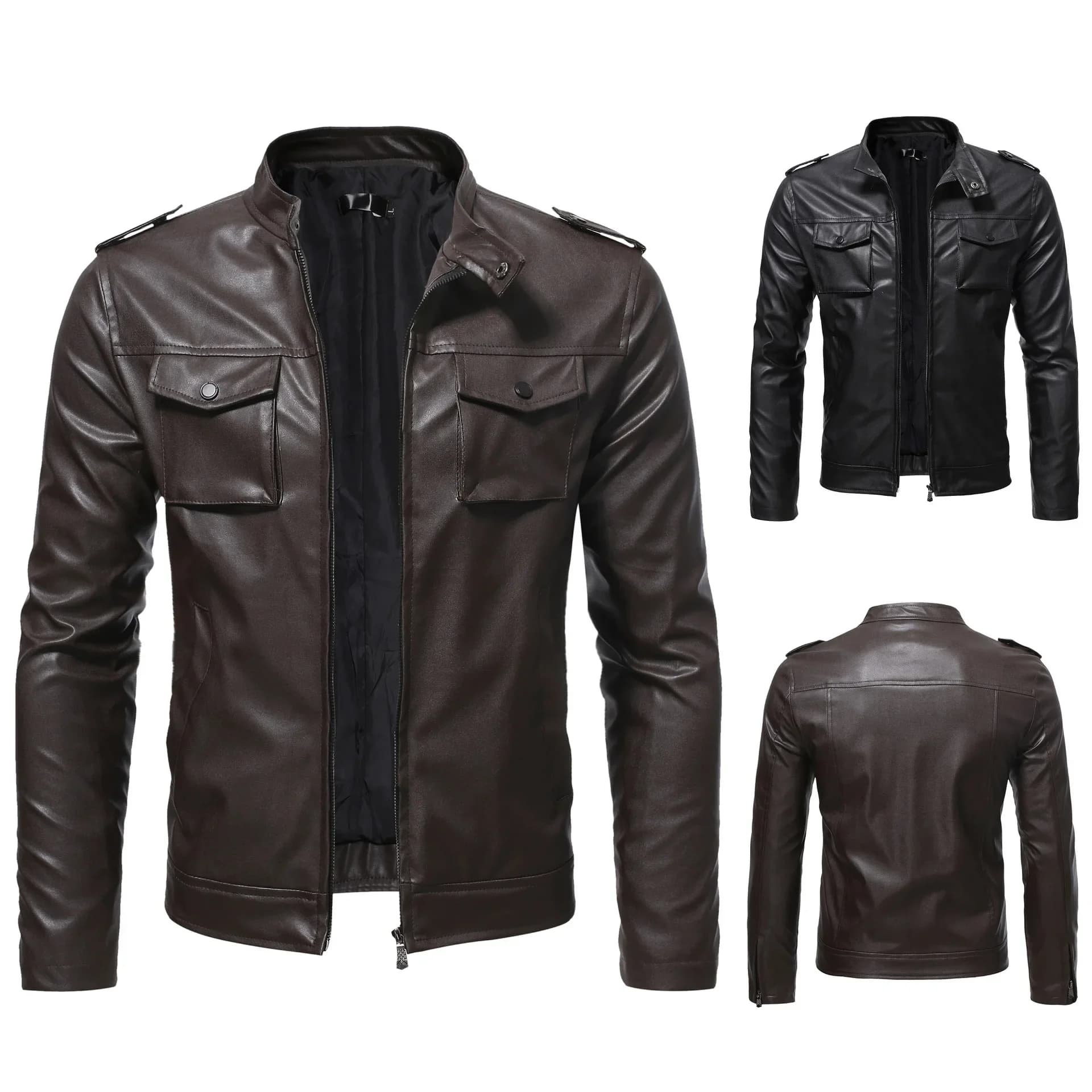 Fashionable Men's Biker Leather Jacket Autumn Winter New Arrival Casual European Size Comfortable Soft Real Leather Coat