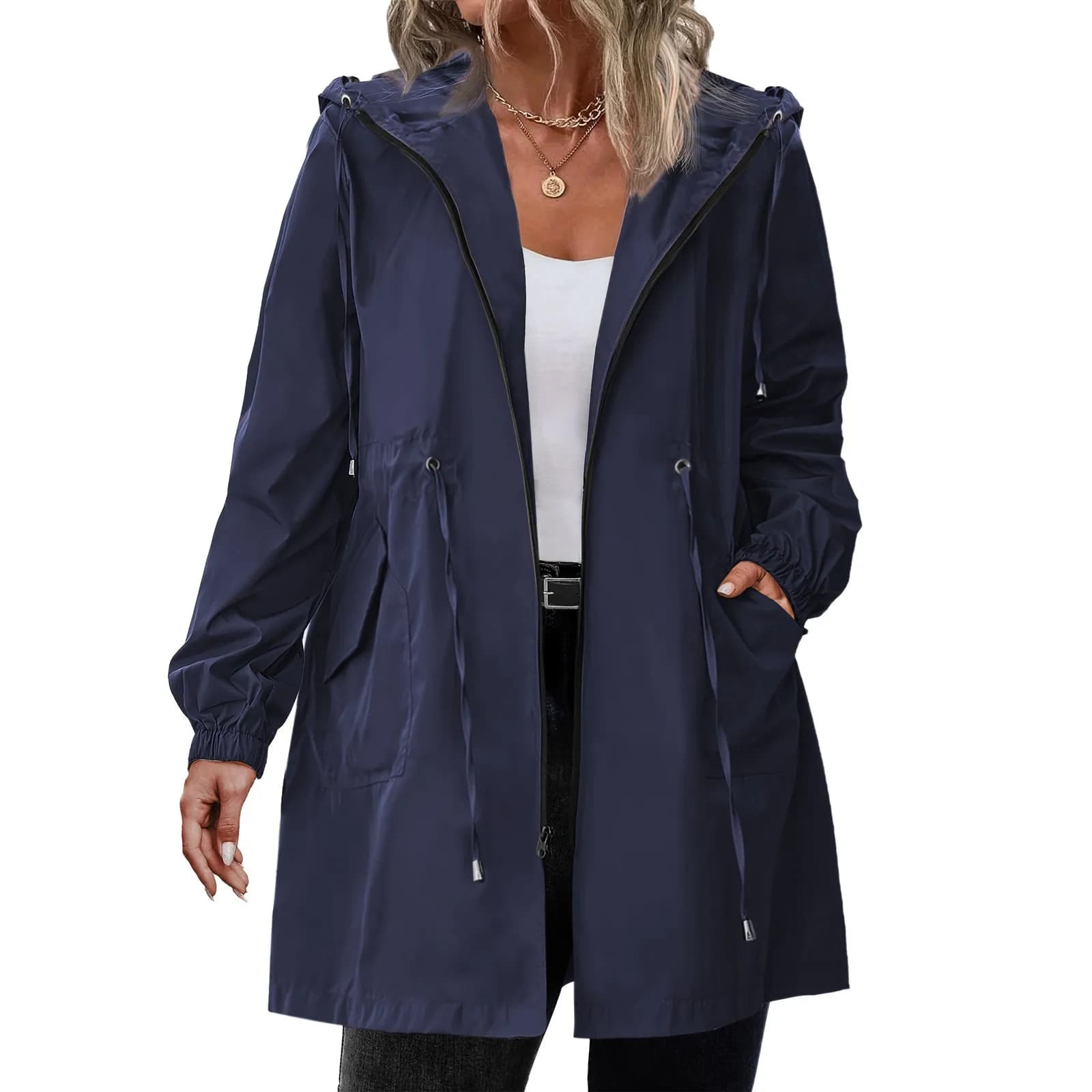 Women Trench Coat New Spring Autumn Jacket Casual Long Sleeve Hooded Mid Long Windbreaker Female Overcoat High-Quality Coats