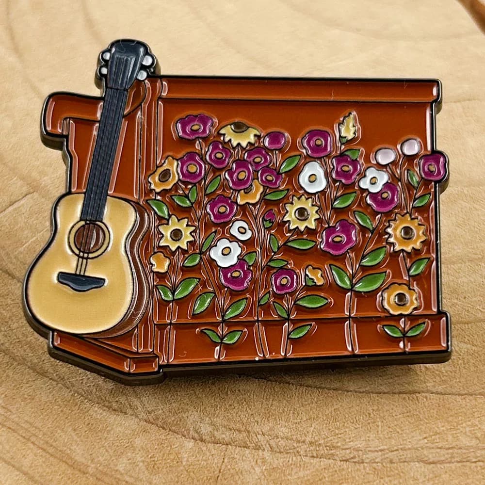 Eras Tour Surprise Songs Piano Guitar Enamel Pin Floral Piano Badge Singer Fan Gift Collection Souvenir Concert Accessories