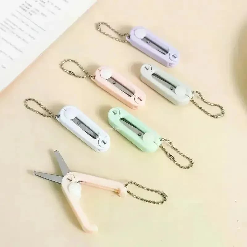 Creative Mini Portable Folding Scissors Morandi Simple Paper-Cutting Art Tool Stationary Scissors Office School Supplies.