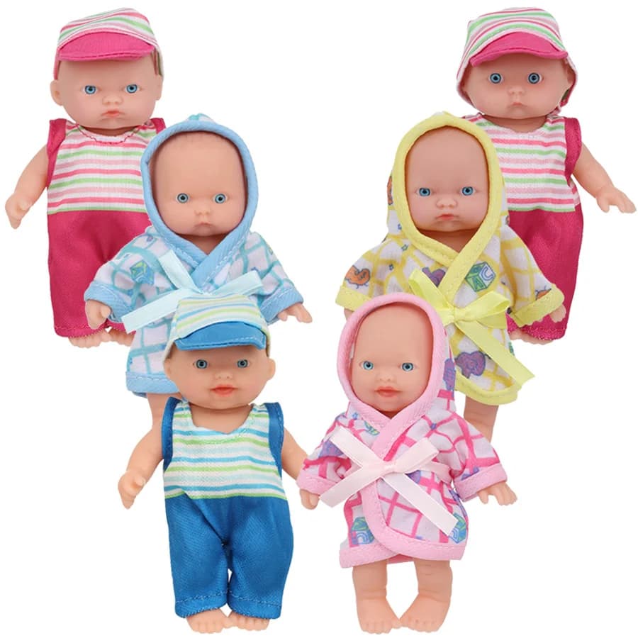 12cm Mini Baby Doll for Kids Realistic Smiling Newborn Doll with Outfit Pajamas Doll Clothes Kids Birthday Gifts Children's Toys