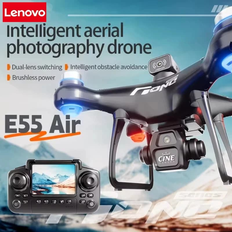 Lenovo E55 Drone Mini Dual Camera 8K Aerial HD Profesional Helicopter GPS Positioning Avoidance Bushless Motor Drone UAV