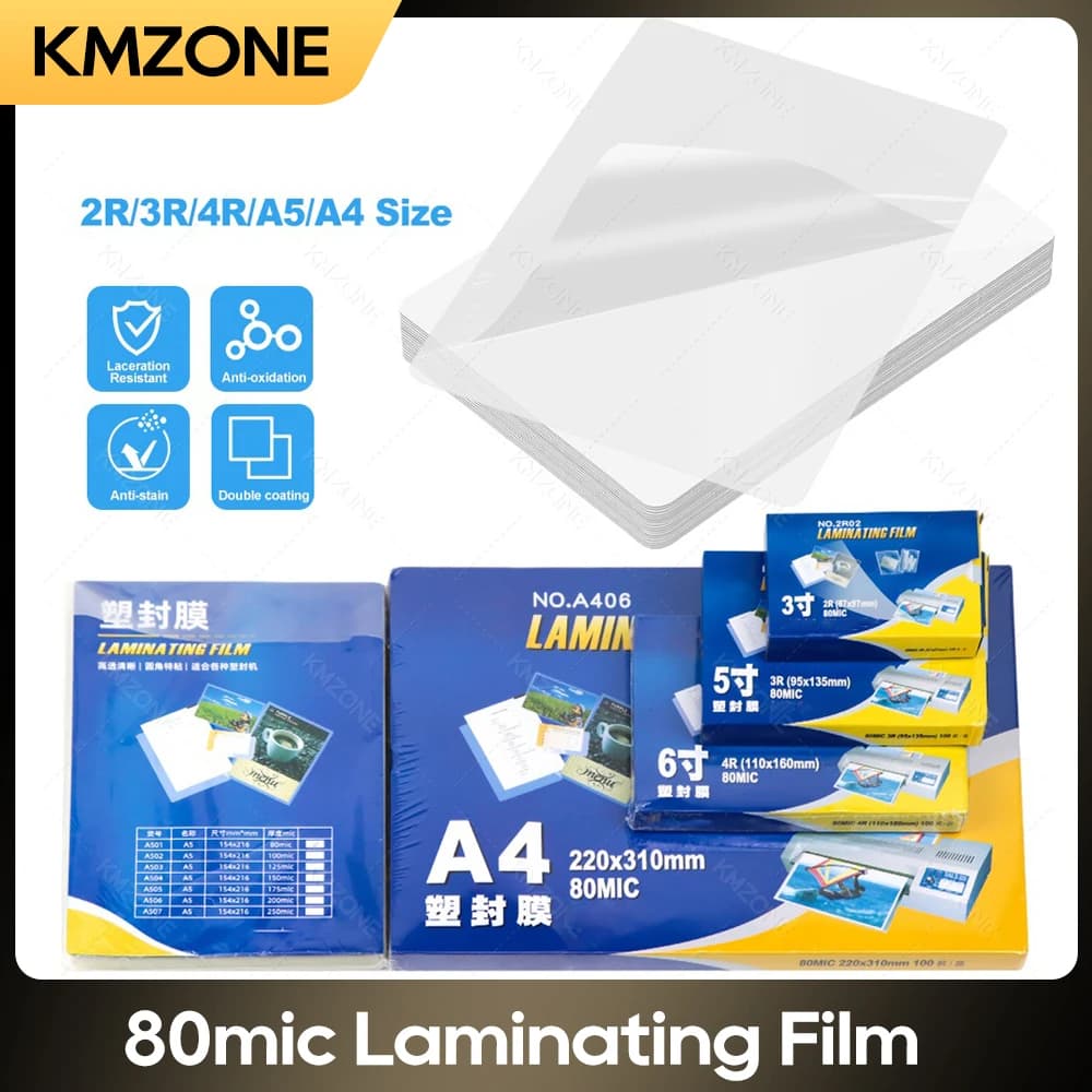50sheets 80 Mic 3/5/6/inch Laminating Film PET EVA Plastic Filmfor Hot Laminator 2R 3R 4R A5 A4 For Photo/Files/Card/Picture