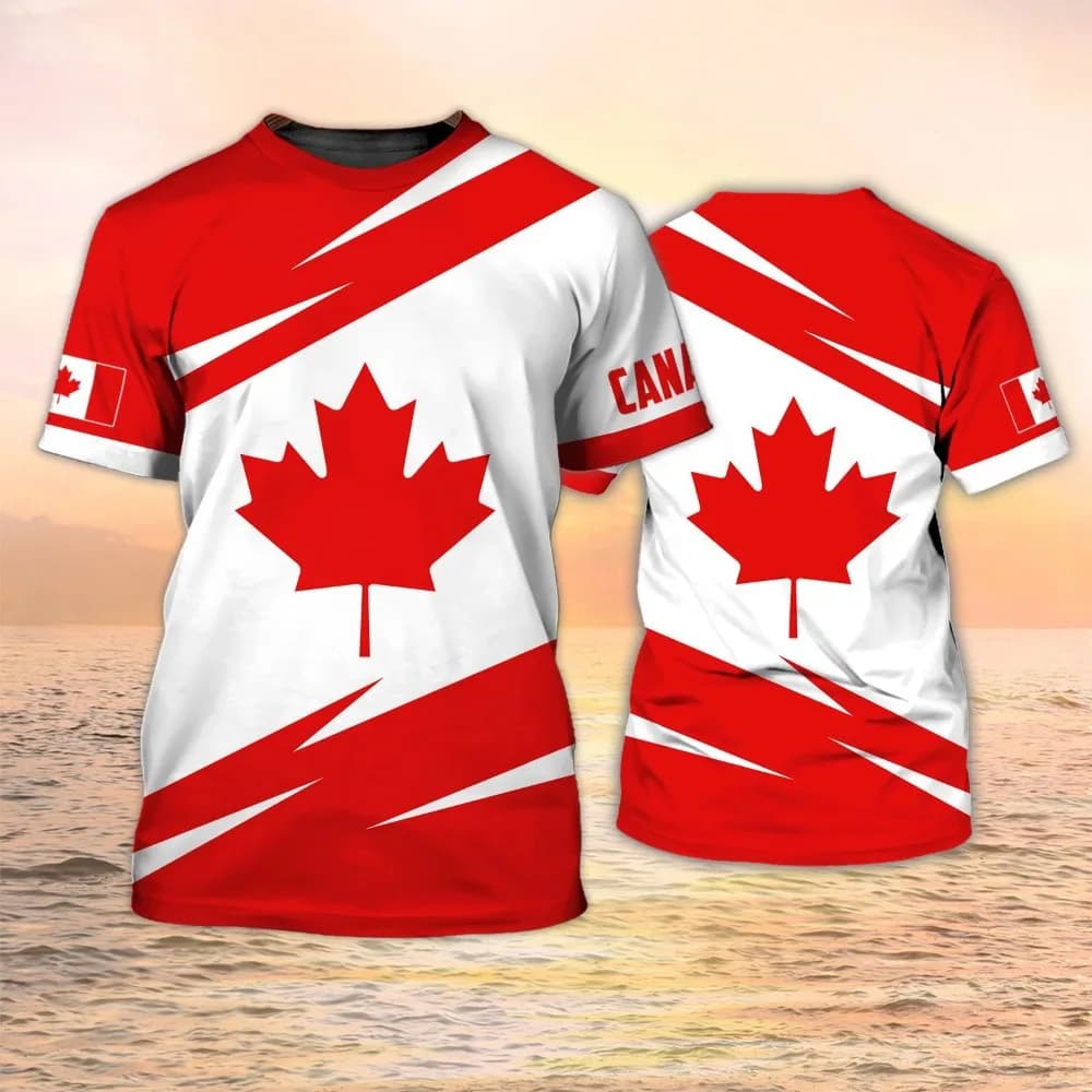 Canada Flag Maple Leaf Printed T-shirt Men & Women Fashion Sports Streetwear Short Sleeved T Shirt Kids Canadian Football Jersey