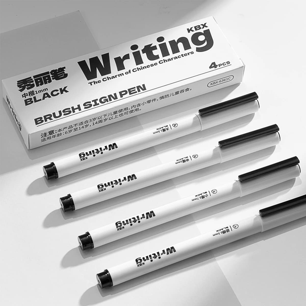 4PCS Black Brush Sign Pen Set, Multi-Tip Sizes Calligraphy Pens for Writing & Journaling