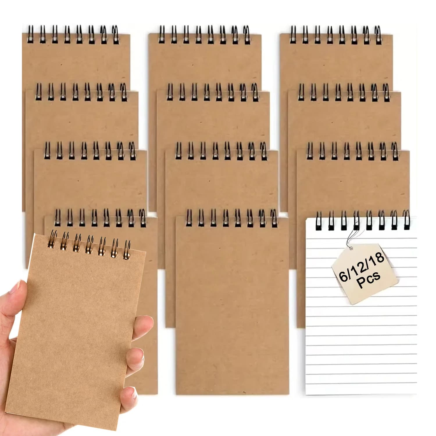 6/12/18 Pcs Pocket Spiral-Bound Notepads Office-Style Mini Notebooks Lined Paper Memos For Home University School Meeting Use
