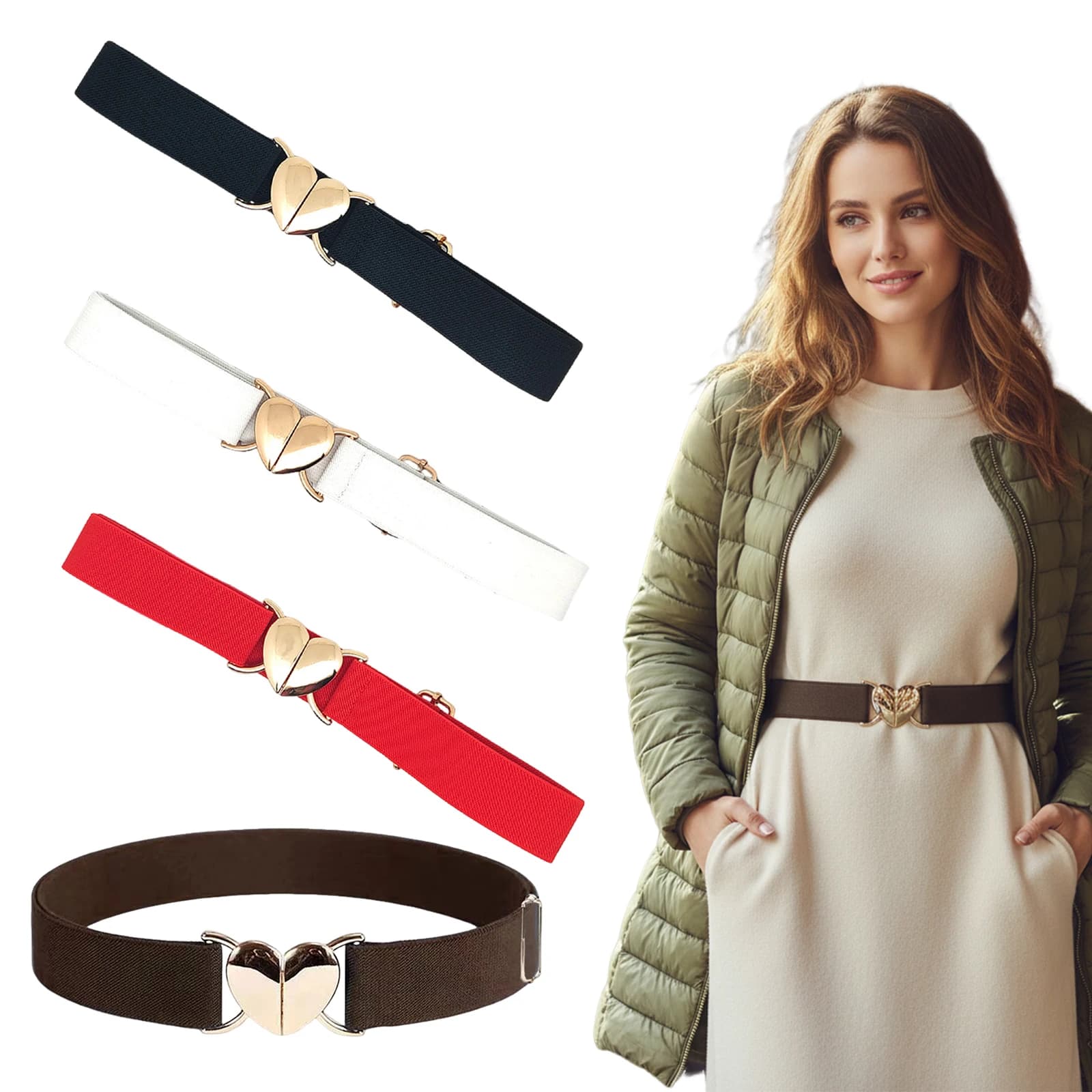 Elastic Belts for women Seamless Adjustable Waistband for Dresses Coats Non-Slip Stylish Fashion Accessory