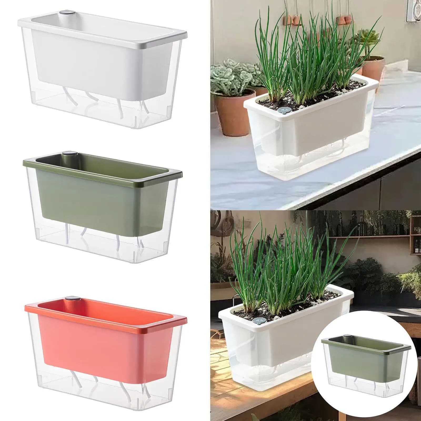 Balcony Self Watering Planter Flowerpot Indoor Succulent Hydroponic Plants Window Planter Box Bottom Home Indoor Lazy Flower Pot