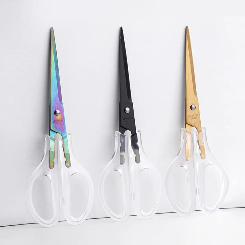 1 Pcs Office Scissors,Transparent Handle Scissors Anti Rust,Handmade Diy Domestic Office Stationery,Paper Cut Pruning ZS-17