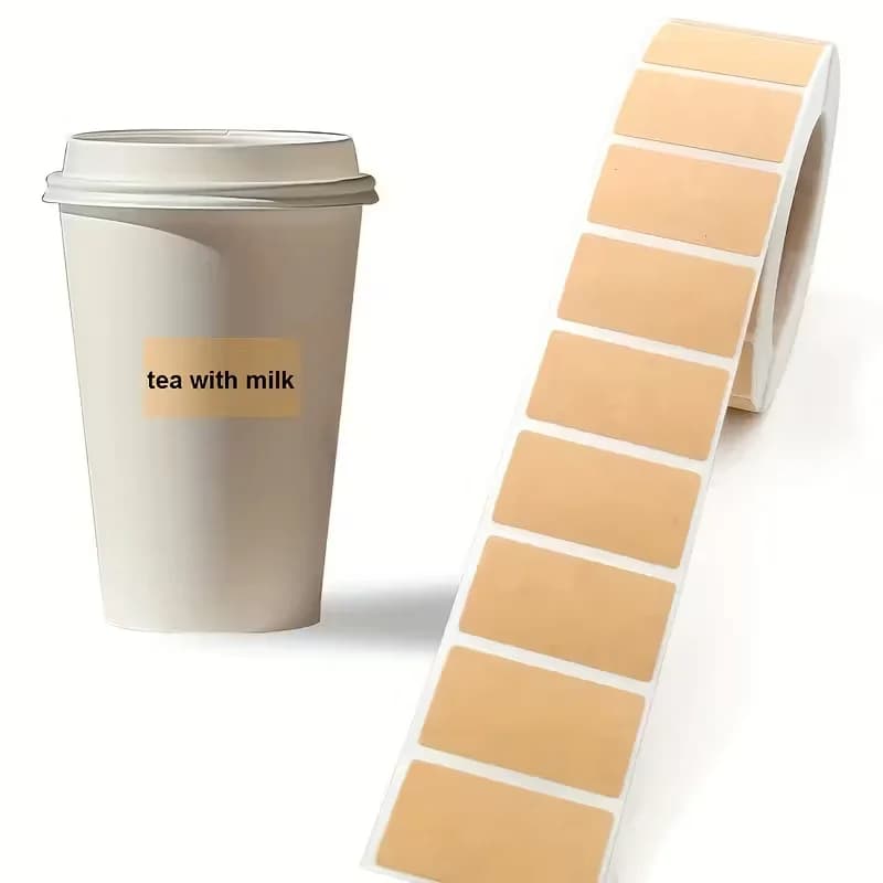 For Office & Packaging: Roll of 100 Self-Adhesive Kraft Paper Labels for Handwriting & Classification
