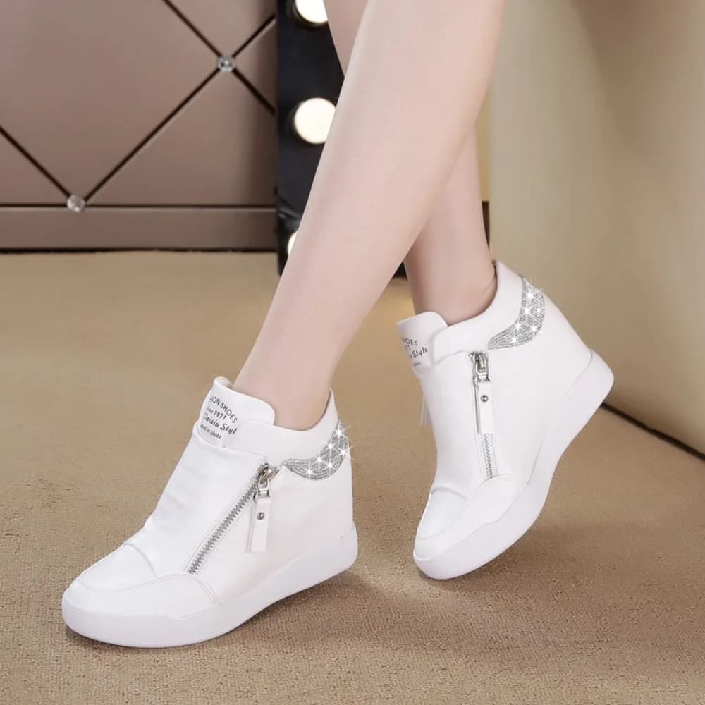 Vulcanized Shoes for Women 2026 Within Height Increasing Sneakers for Women Summer New High Top Casual Thick Soled Women's Shoes