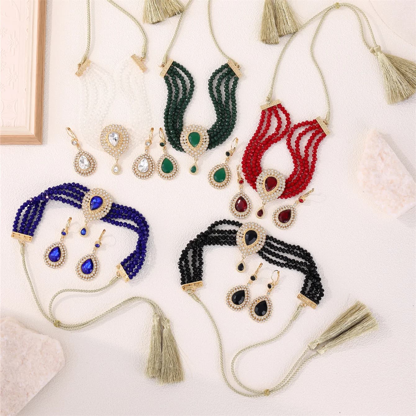 Moroccan Women's Fashion Jewelry Set - Luxurious Traditional Accessories for Bridal Wedding Parties & Holiday Gifts