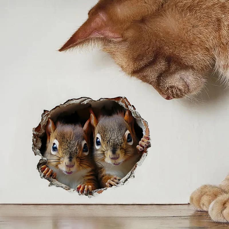 Funny Squirrel Stickers, Apply for Wall, Door, Cabinet, Window, Car Decoration, Vinyl Animal Decals, Art Wallpaper, Poster