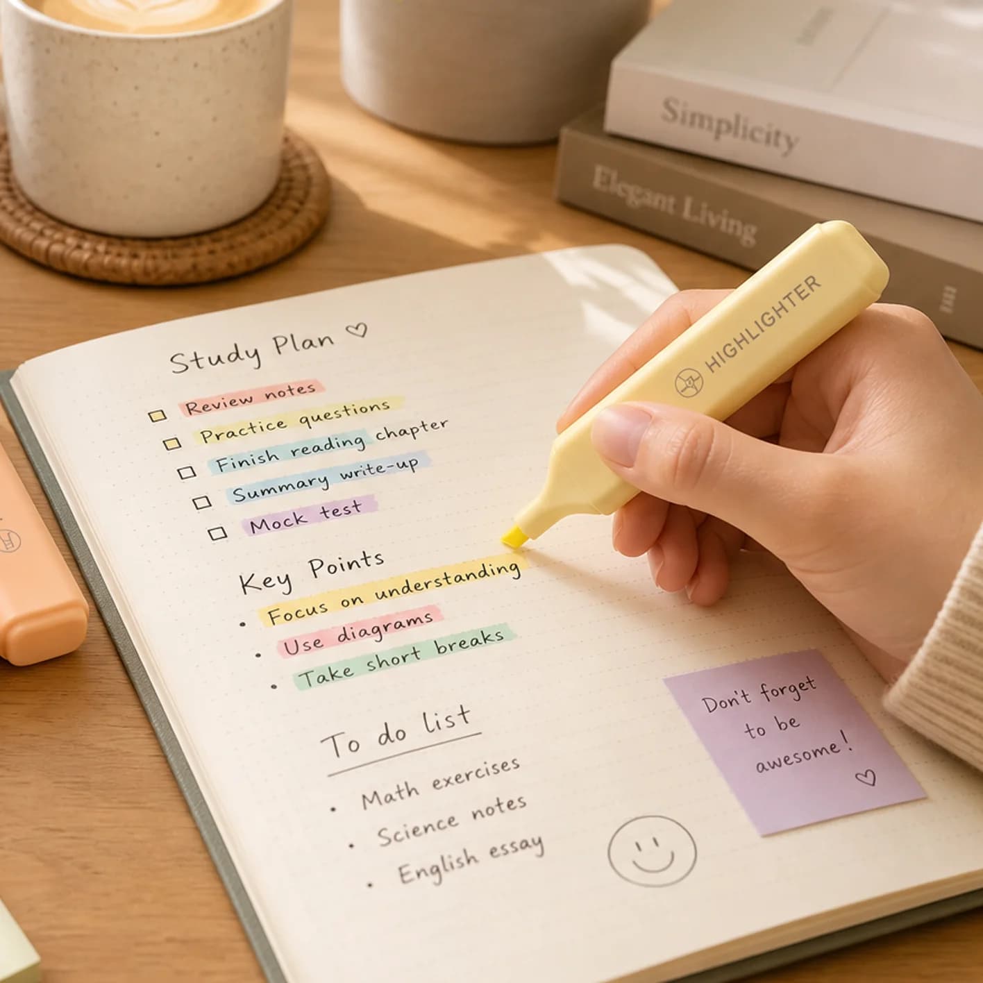 6pcs Back to School Water-Based Highlighters Assorted Colors - Quick Dry Marker Pens for Students Study Planning