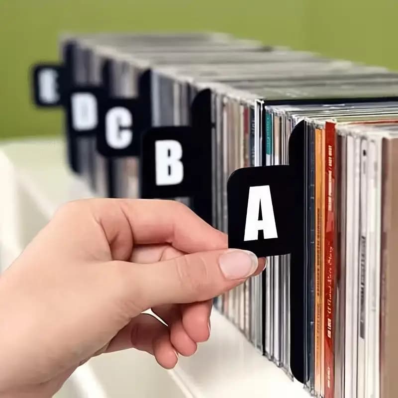 **26pcs CD/DVD/Vinyl Record Organizer Dividers A-Z Alphabet File Storage Separator For Music Albums, Office, Home, Space-Saving