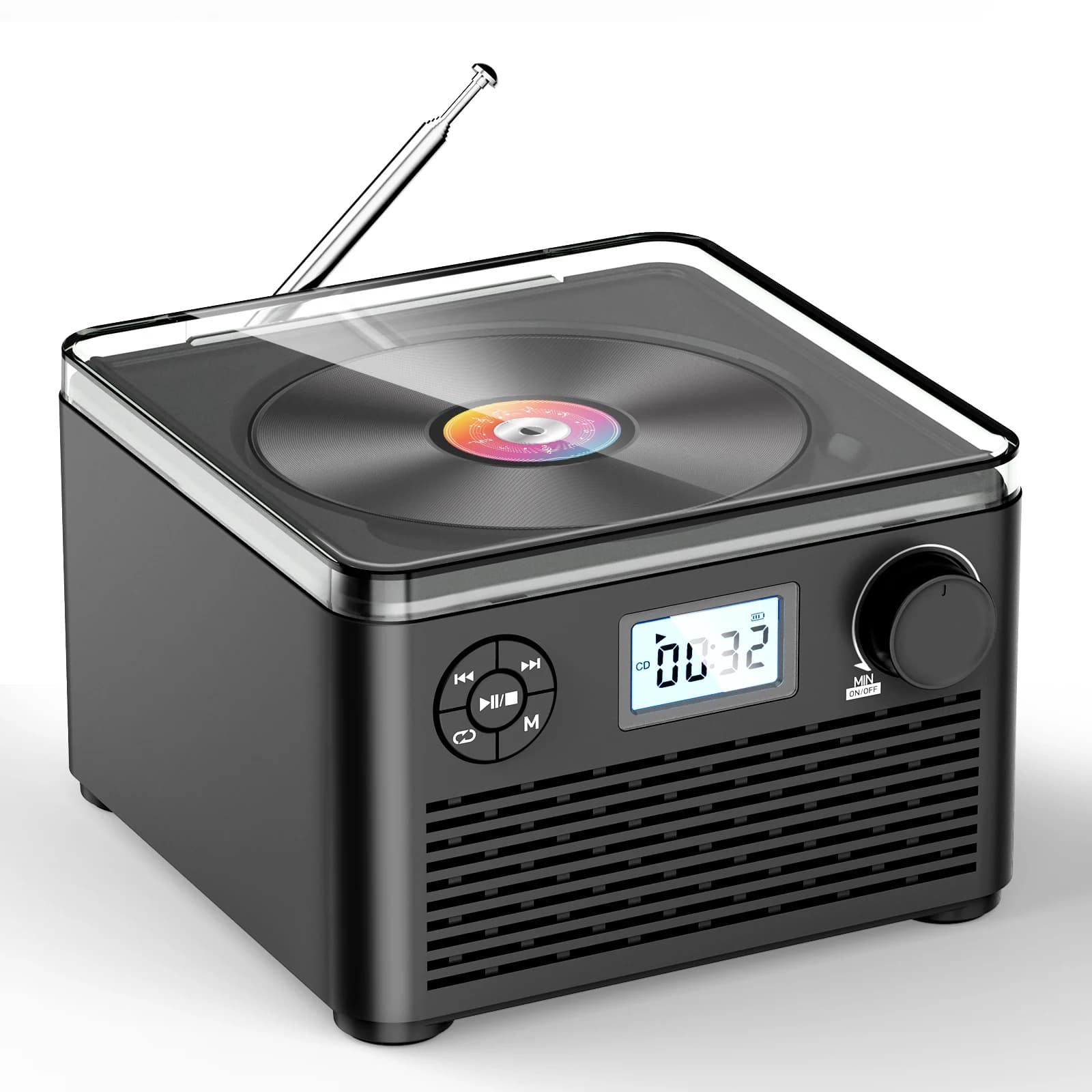 Portable CD Player with Speakers and Bluetooth: Rechargeable CD Boombox with FM Radio-plays CD/MP3 disc/USB/TF