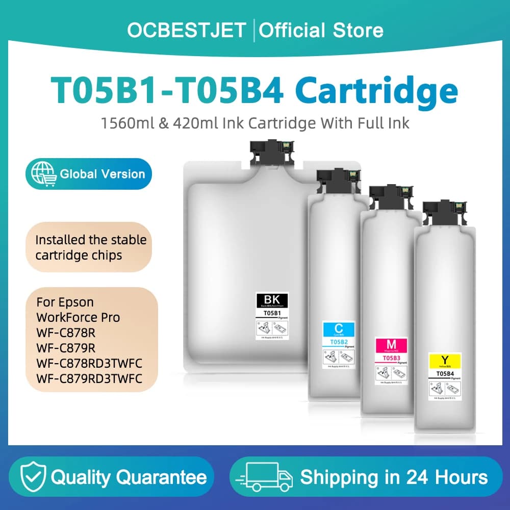 T05B T05B1 T05B2 T05B3 T05B4 Ink Cartridge With Pigment Ink For Epson WorkForce Pro WF-C878R WF-C879R Printer Ink Bag