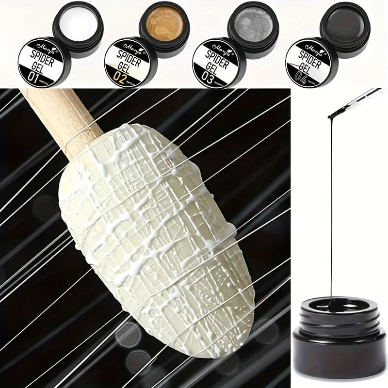 Nail Art Elastic Gel Polish for Carving and Painting Designs, 4 Colors