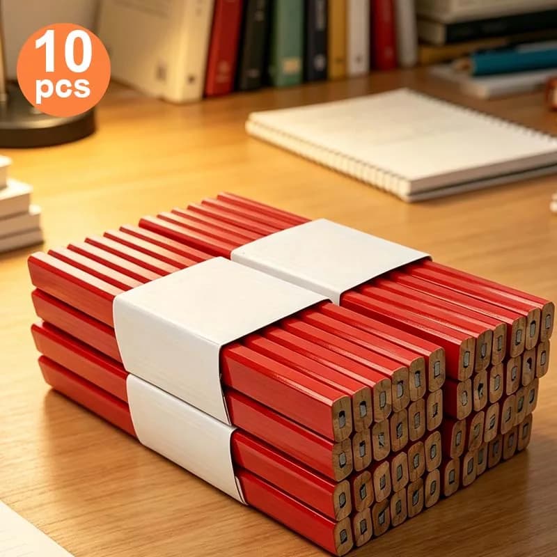 10 Woodworking Pencils, Suitable for Learning, Office Use, Classroom Rewards, Doodling, Marking, Furniture Marking, Wall Drawing, Paper Sketching, Etc