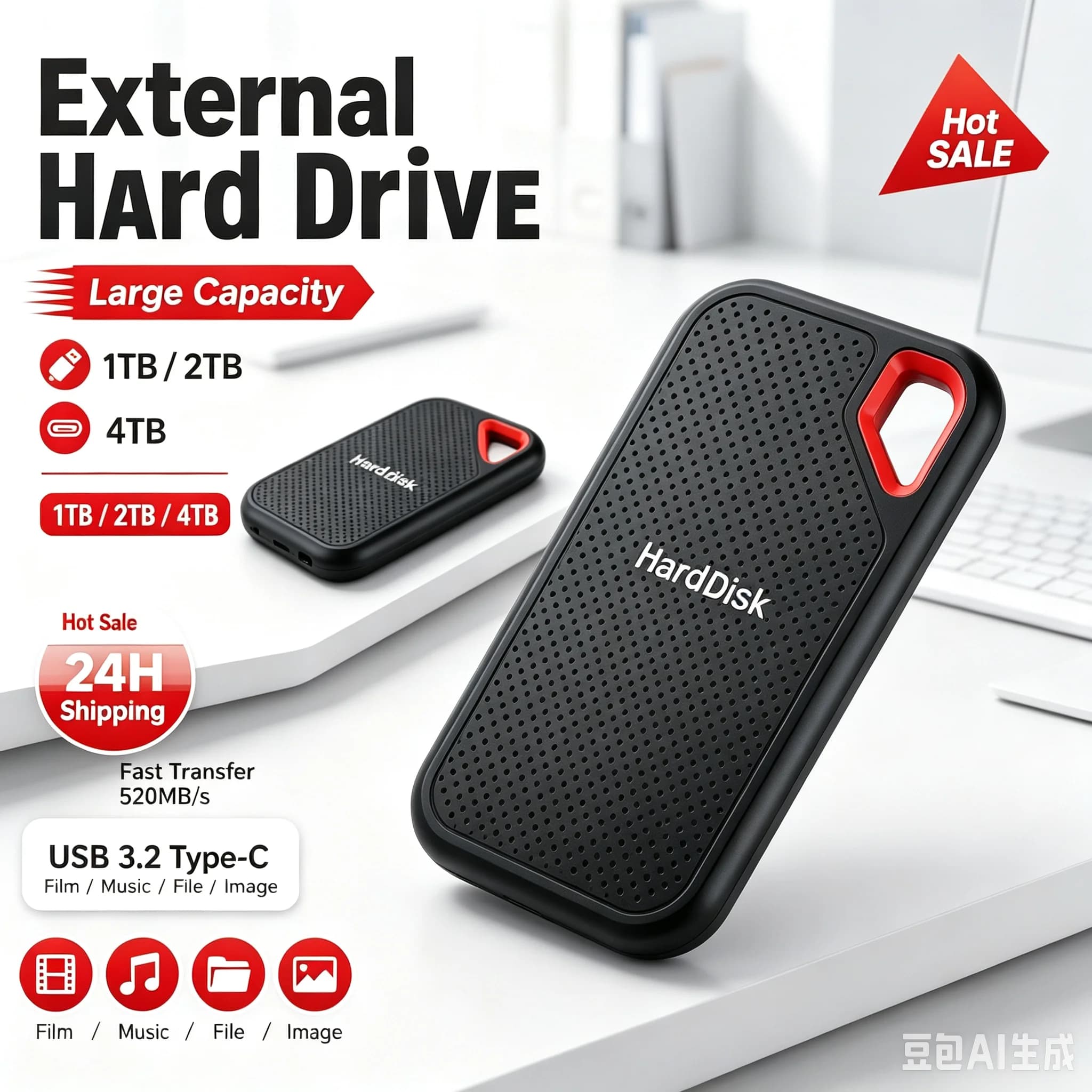 Dust Proof Portable External Hard Drive Simple Operation SSD 1TB 2TBMobile Storage Hard Disk for Daily Data Store Laptop PC