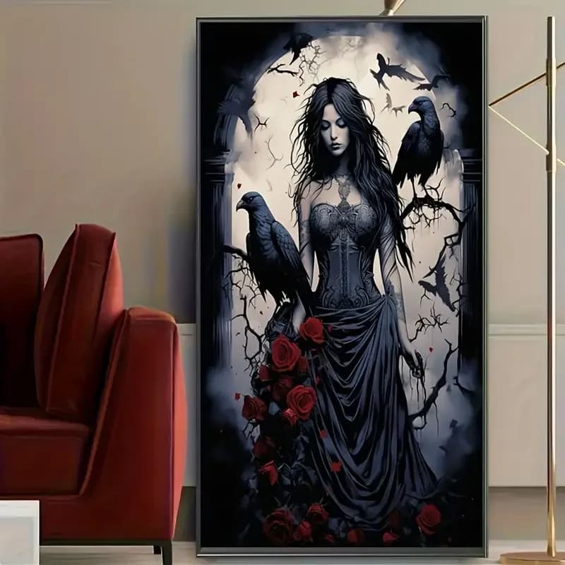 5D Diamond Painting, Dark Series Adult DIY Full Diamond Art Handmade Set, Synthetic Gemstone Home Wall Decoration