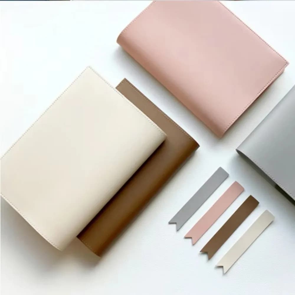 Simple Pu Leather Book Cover Solid Color No Bookmark Replaceable Cover Book Protective Cover Home Office Use