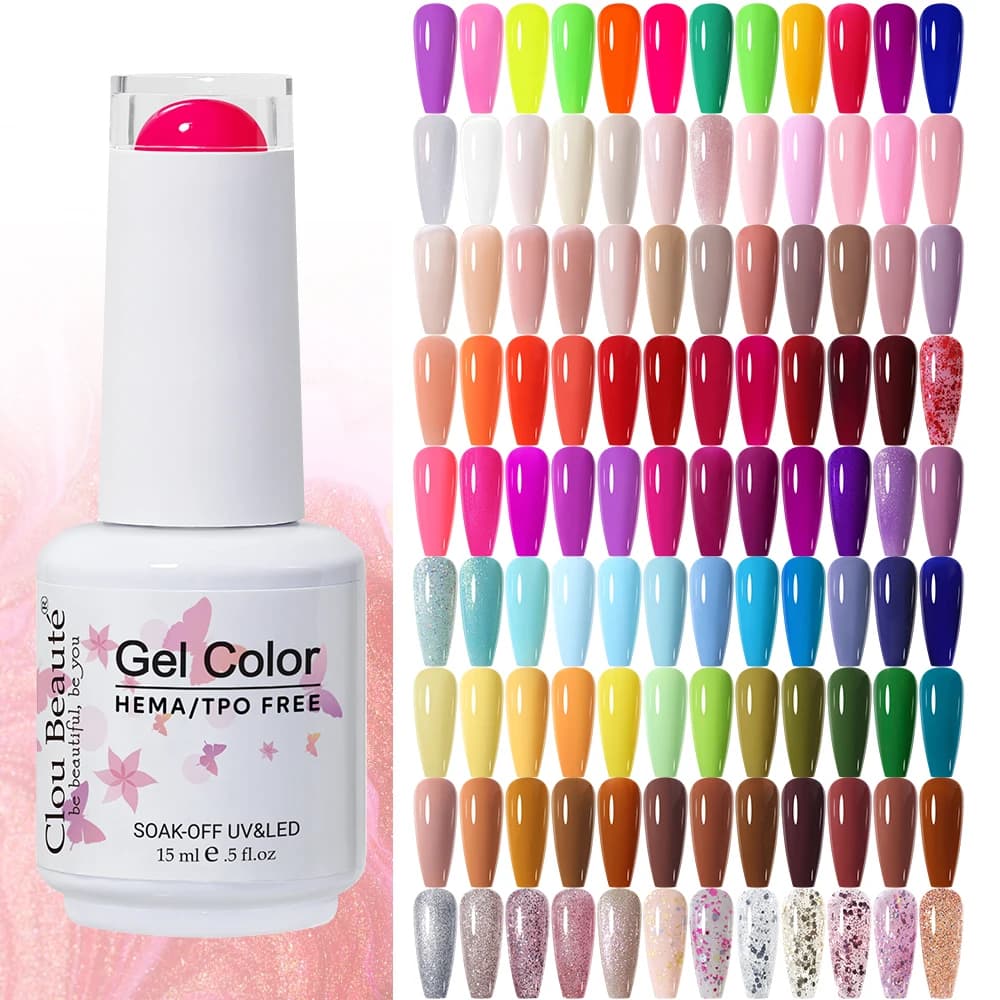 Clou Beaute Gel Nail Polish Neon Brown Royal Blue Red Green Pastal Nude Nail Art Varnishes Gel Lacquer Top Coat UV Gel Nail