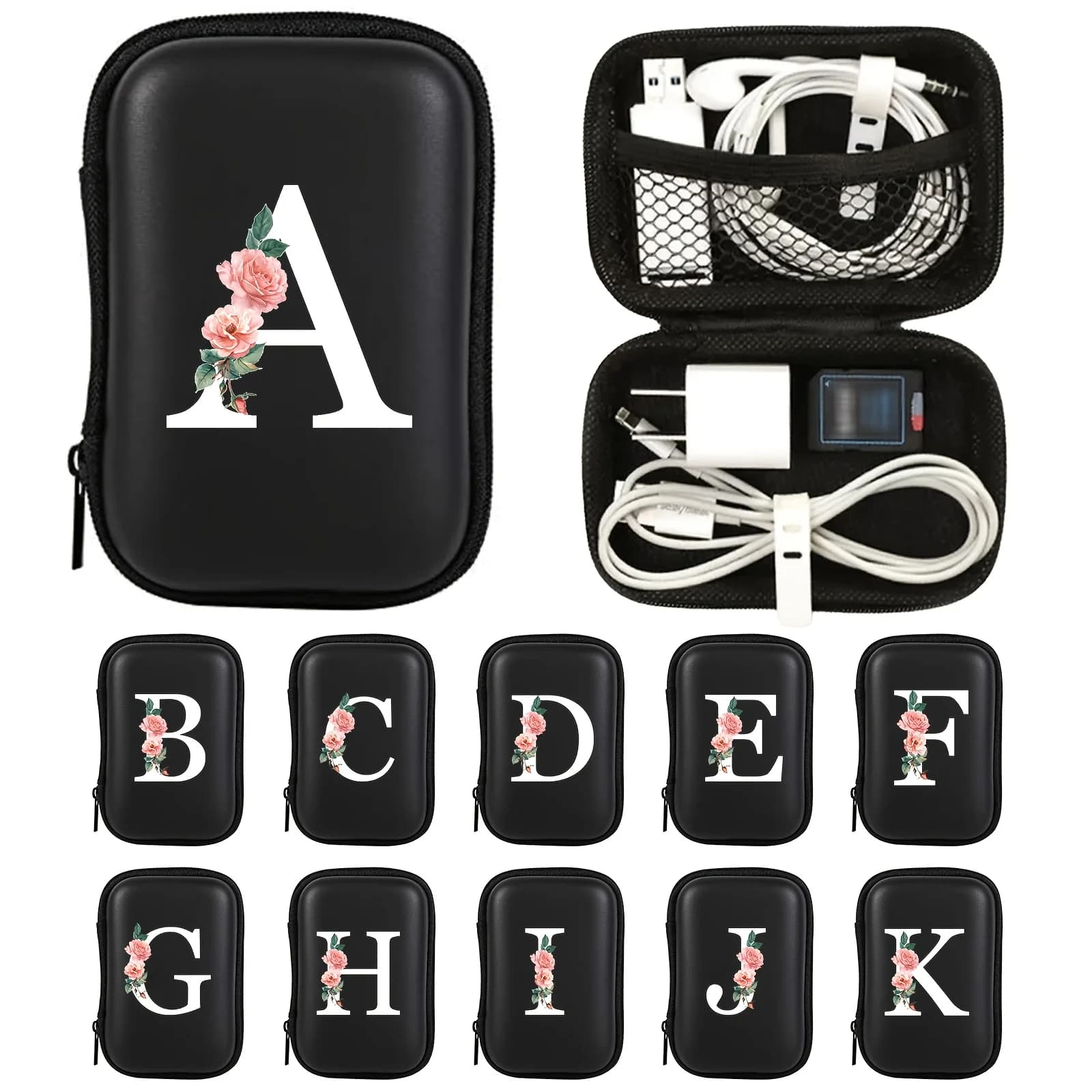 Electronics Organizer Bag for Data Cable Charger Storage Bag ,Earphone Case Headphone EVA Earbud Holder - Travel Cable Case