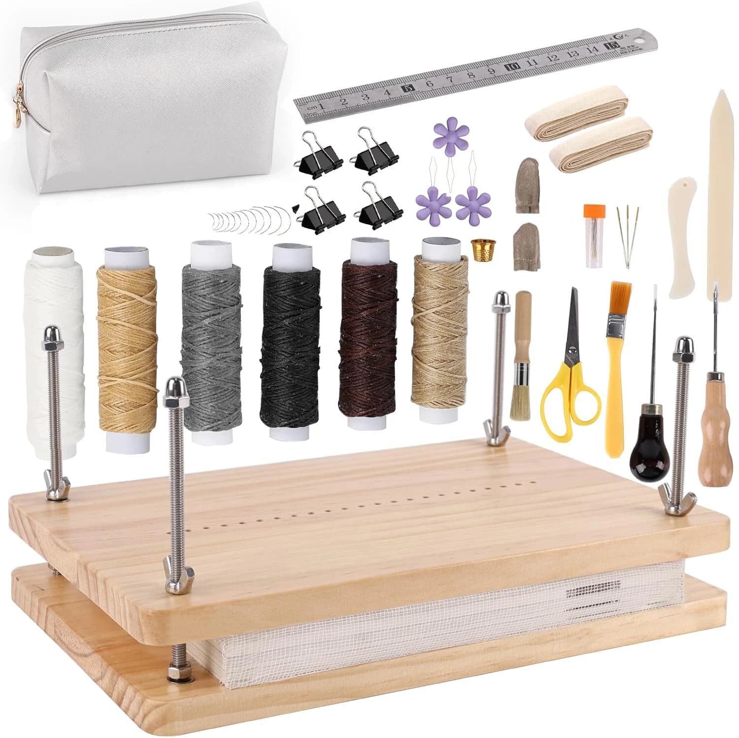Wooden Book Press, Book Binding Tool, Flat Paper Press Machine for Desktop DIY Bookbinding Greeting Cards Labels