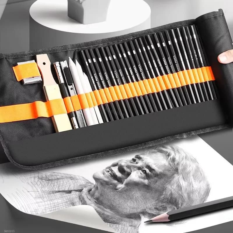 27/38/48pcs Sketching Pen Set Drawing Pen Sketching Pencil Student Drawing Art Drawing Brush HB Pen Curtain Set Box Art Supplies