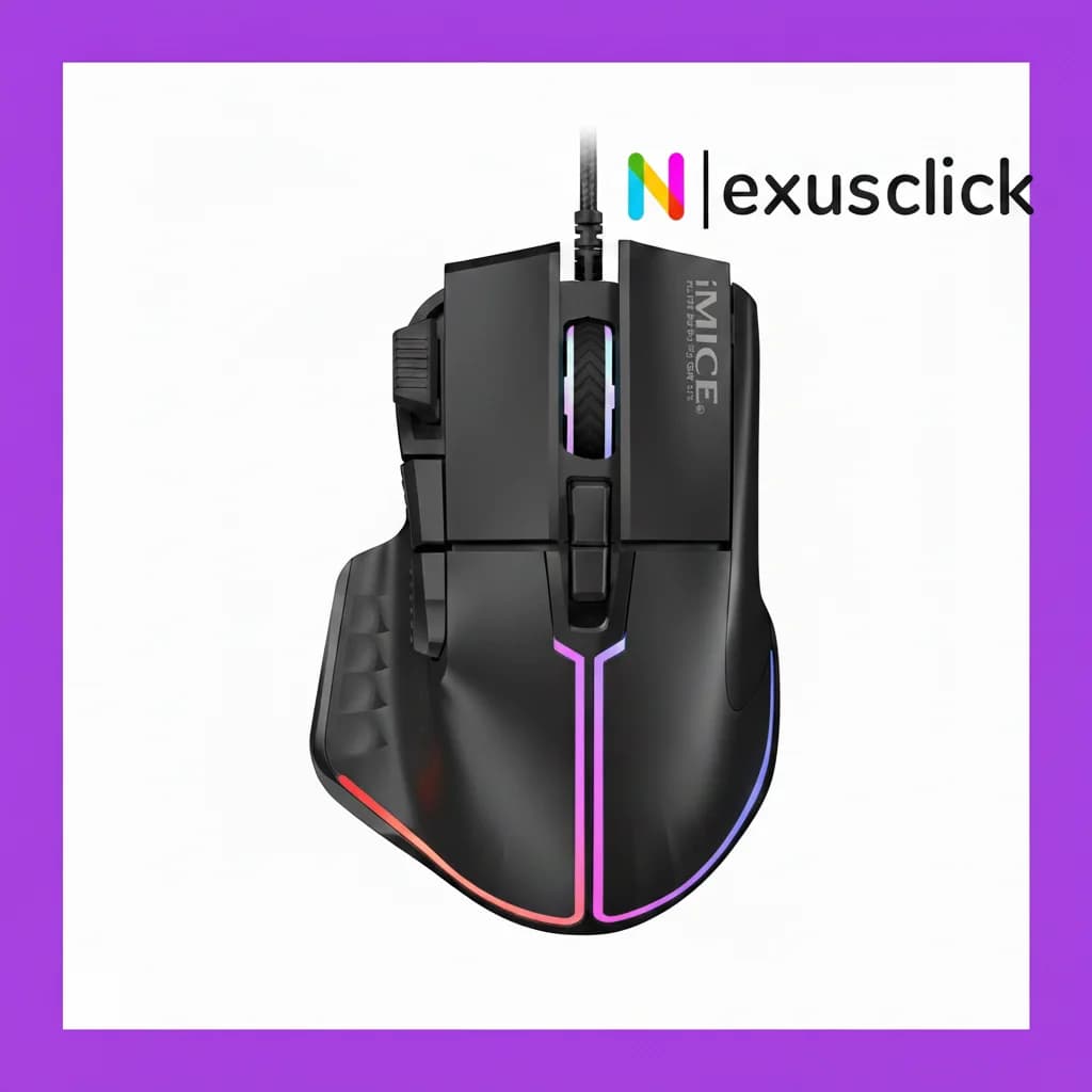 IMICE T50 Wired Gaming Mouse, 12800 DPI RGB Backlit 8 Programmable Buttons Ergonomic Design USB Optical Gamer Computer Mice