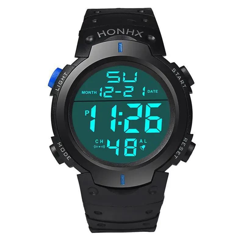 Men's sports LED watch, men's digital clock, multifunctional rubber watch, men's fitness athlete timing electronic watch