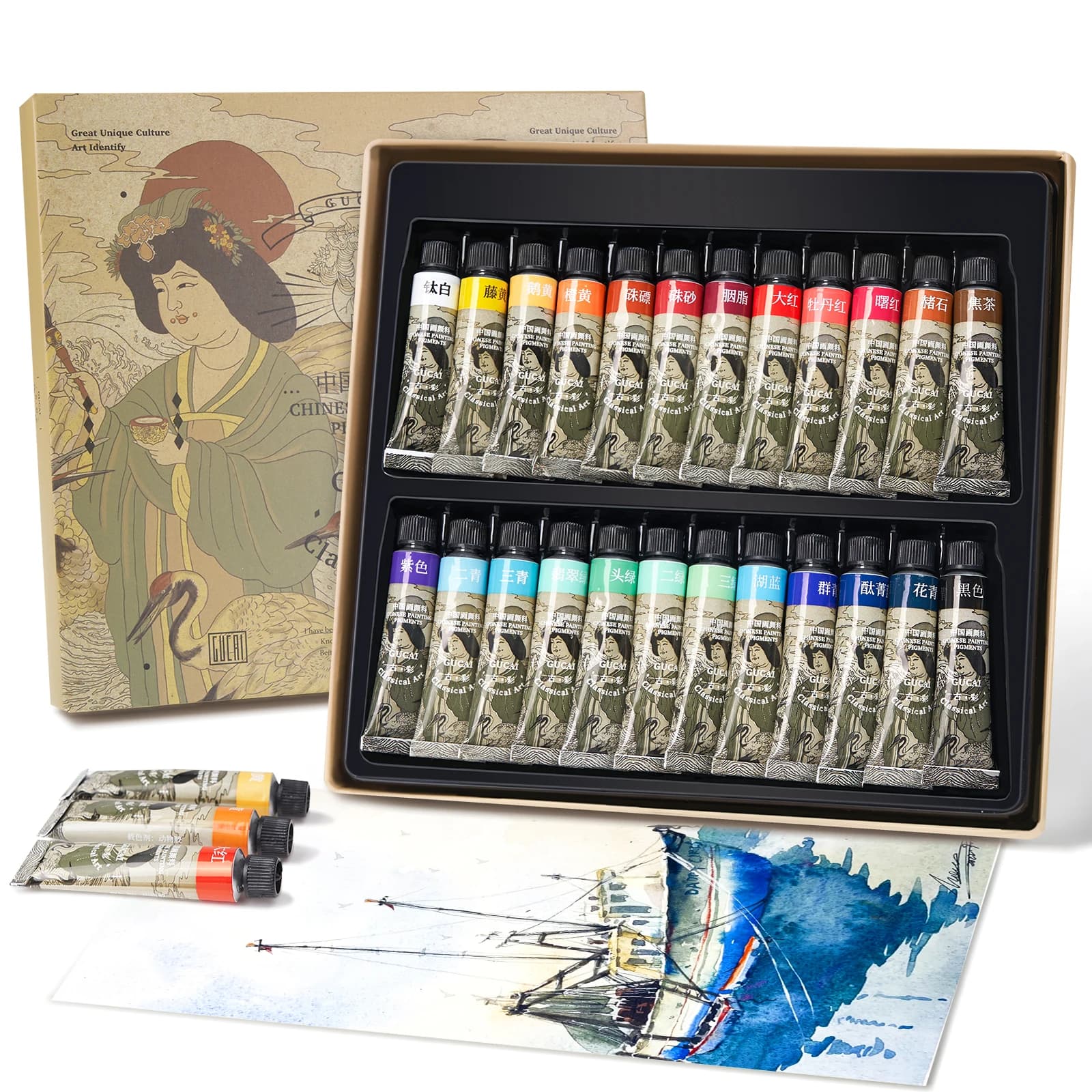 Paul Rubens Watercolor Paint Set 24 Classical Colors, Watercolor Pigment for Professional Artists & Hobbists Art Supplies