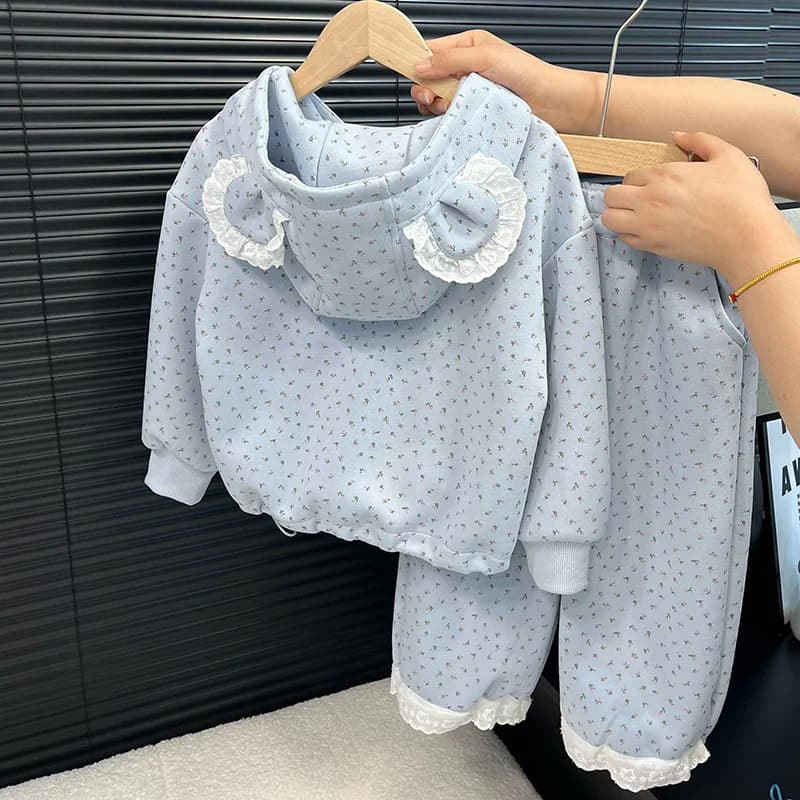 Girls Fashion Casual Sets Children Spring Autumn Sports Suits Kids Long-sleeved Jackets+Pants 2Pcs Outfits New Hooded Clothing