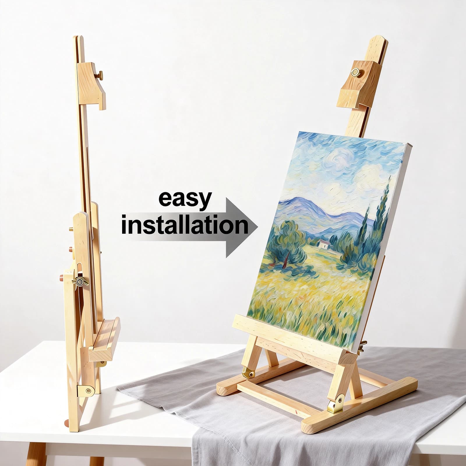 Desktop Art Easel Foldable Tabletop Easel Stand Height and Angle Adjustable Wooden Small Easel for Classroom Outdoor Sketching
