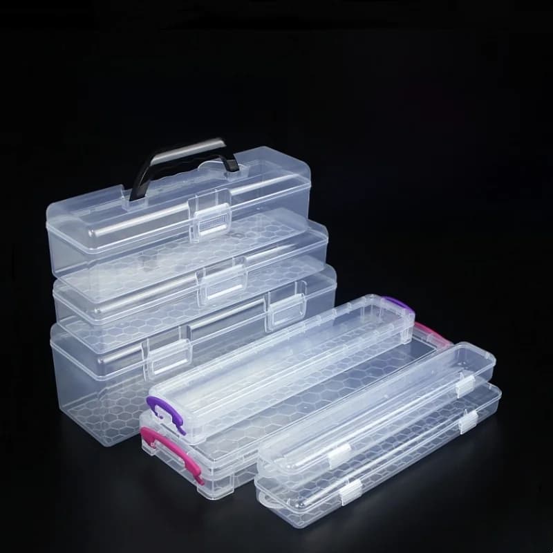 Rectangular Art Supplies Storage Box Watercolor Paintings Nail Polishing Sticks Color Drawing Pens Stationery Box Tool Kit